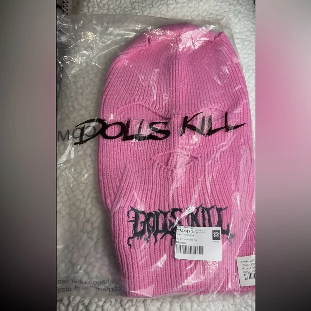 NWT Pink Dollskill Embroidered Logo Ski Mask